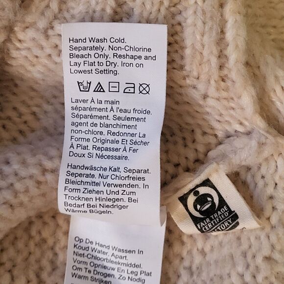 Madewell Placed Bobble Sweater, Cream Mock Neck Wool Blend Sweater, Sz S - Picture 12 of 13